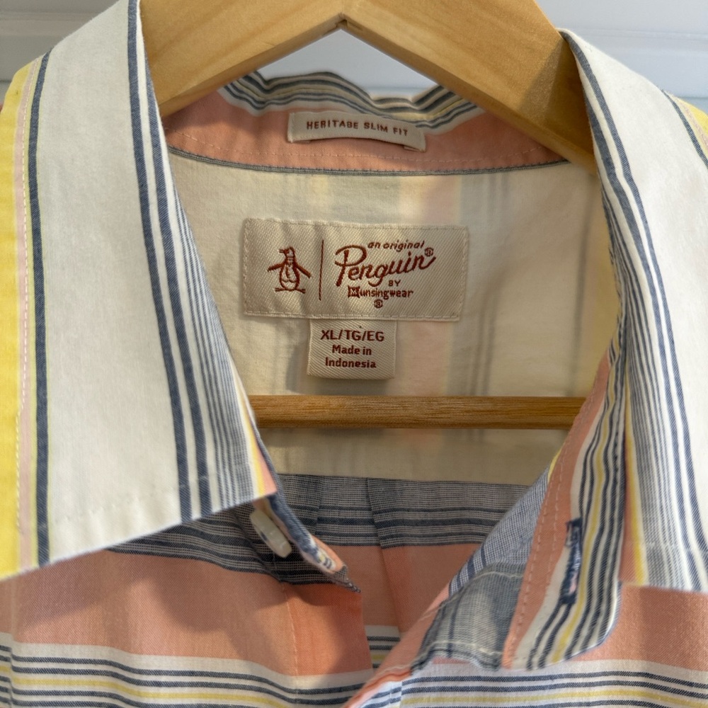 Original Penguin by Munsingwear Short Sleeve Striped Summer Button Down